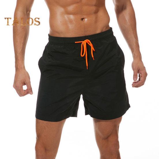 Мужские пляжные шорты с завязками на талии, регулируемые по фигуре, повседневные шорты с карманами, однотонные универсальные шорты для повседневной носки