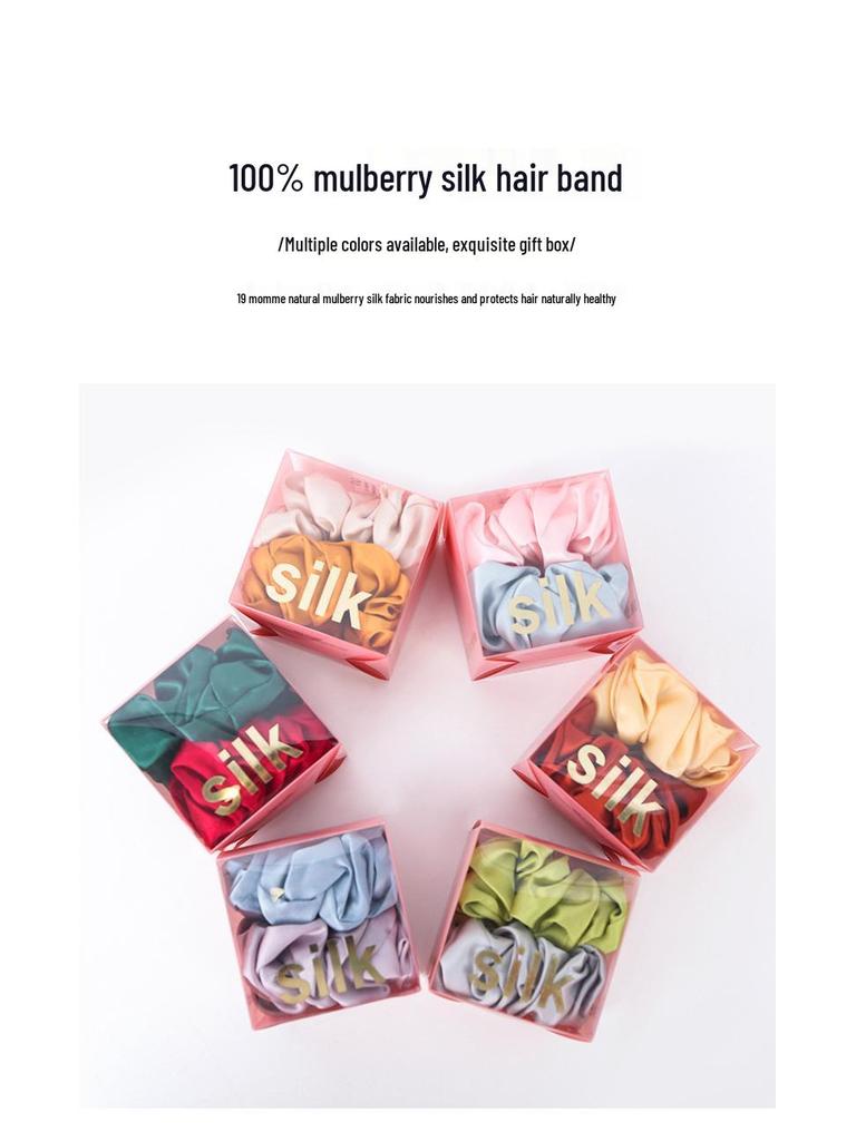 Butterfly Embroidered Silk Scrunchie Gift Set - Medium 19 Momme 100% Mulberry Silk Hair Ties