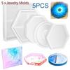 5Pcs Silicone Coaster Molds Kit Resin Key Zone Square Epoxy Casting Molds