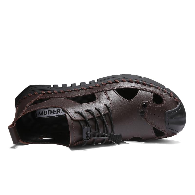 Летние мужские кожаные сандалии, легкие дышащие пляжные сандалии для отдыха на природе, повседневная обувь