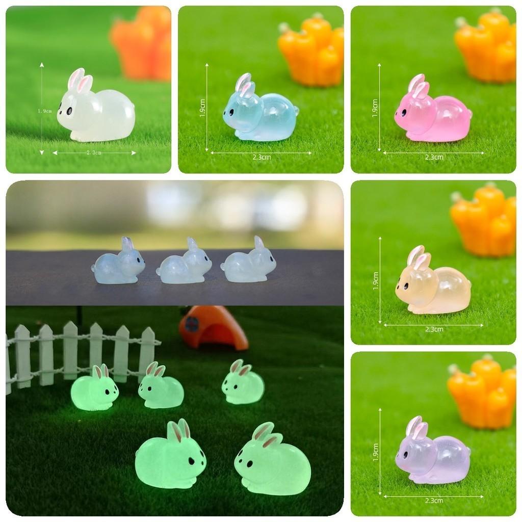 Charming Glow In The Dark Fat Bunny Resin Figurine Perfect For Diy Moss Garden Decor