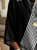 Black and white diagonal striped patchwork T-shirt, European