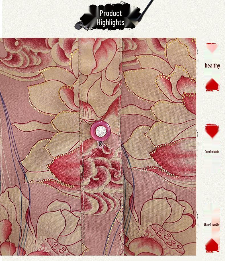 2026 Spring/Summer Plus Size Printed Shirt for Middle-Aged & Elderly Women - Loose & Slimming Mother's Top