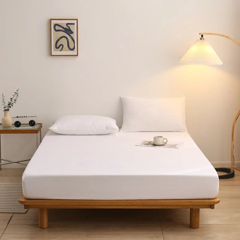 Приятная для кожи хлопковая простыня с резинками, наматрасник, сплошная цветная простыня, простыня королевского размера
