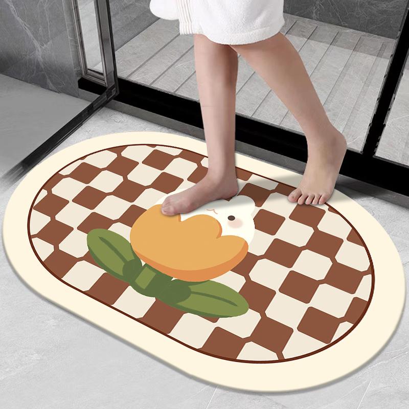 Japanese cartoon bathroom absorbent floor mat fun toilet door diatom mud non-slip foot pad household toilet carpet