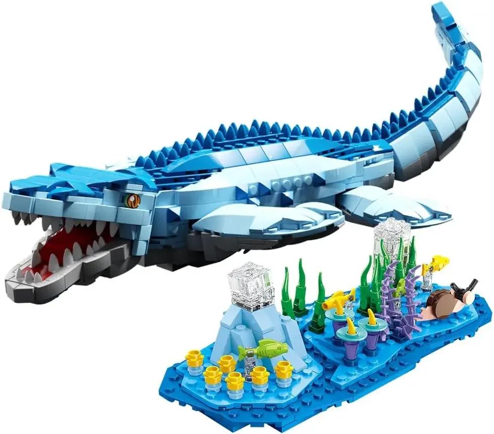Dinosaur Model Building Blocks Kits,Collectible Toys For Boys Mosasaurus DIY Moc Bricks Kits Adult Children Gifts For Decoration