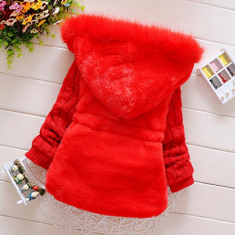 Plush Baby Jacket Thicken Warm Winter Jackets Girls Sweater Coat Fashion Infant Hooded Outwear Toddler Girl Clothes