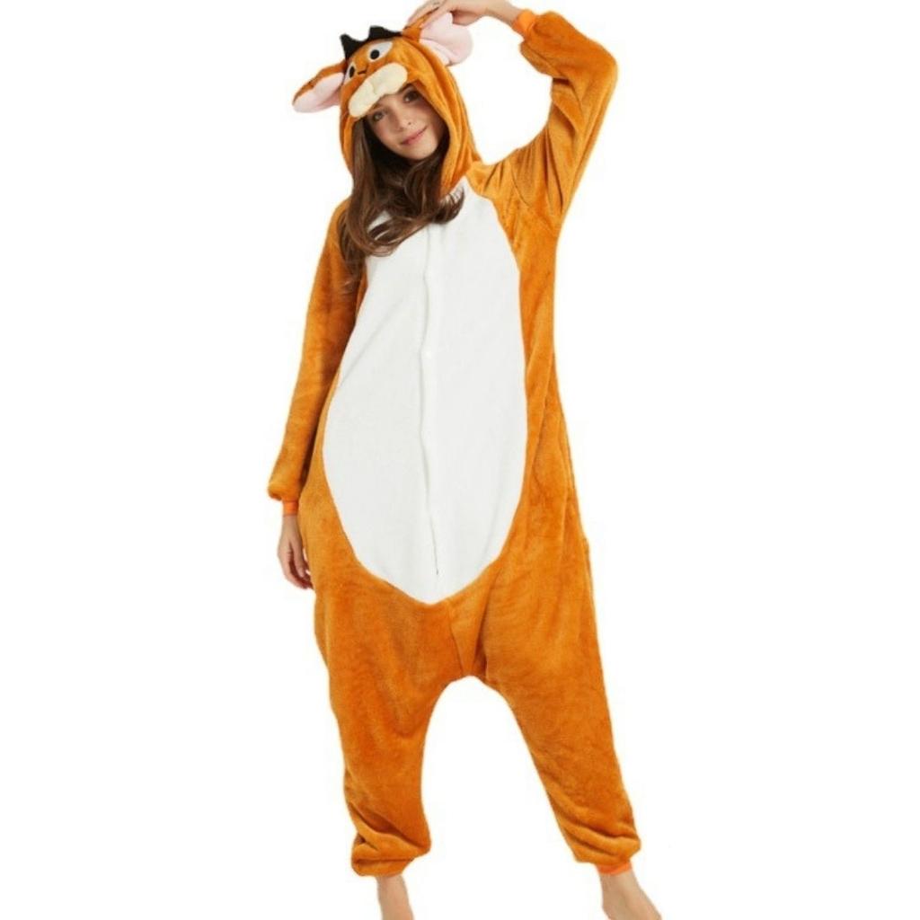 Kigurumi Animal Cosplay Hooded Jumpsuit Pajamas Men Women Long Sleeve Winter Warm Rompe Sleepwear Panda Lion,leopard,elephant,zebra,tiger Cosplay