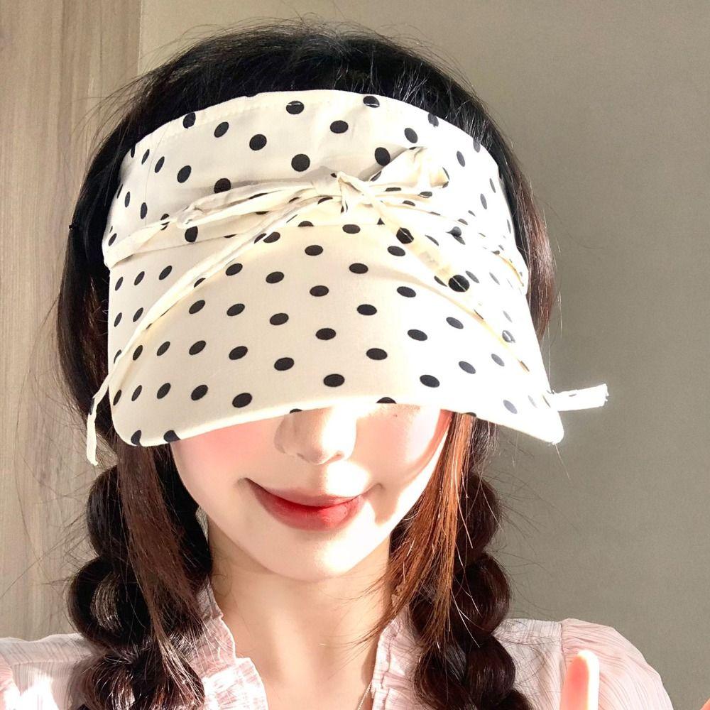 Wide Brim Visor Hat Polka Dot Empty Top Hat Fashion Sun Hat Women Girls