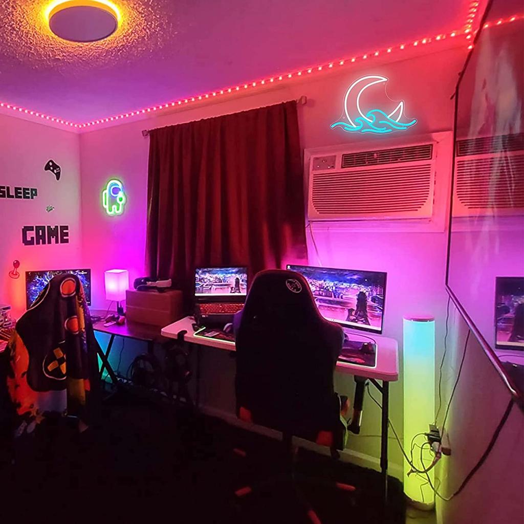 Sunrise Sunset Neon Moon Over the Neon Twilight LED Neon Wall Room Anime Neon Acrylic Moon Sign Sign, Sea, Light, Moonwave, Sign, Decor, Light,