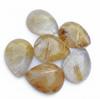 Natural Golden Rutile Teardrop Cabochons - High-Quality Polished Rutile Quartz Pear Shaped Stones