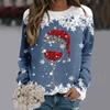 Christmas Fashion Women Xmas Wine Cup Long Sleeve Sweatshirt Cute Reindeer Graphic New Year Ladies Pullovers Female Clothing