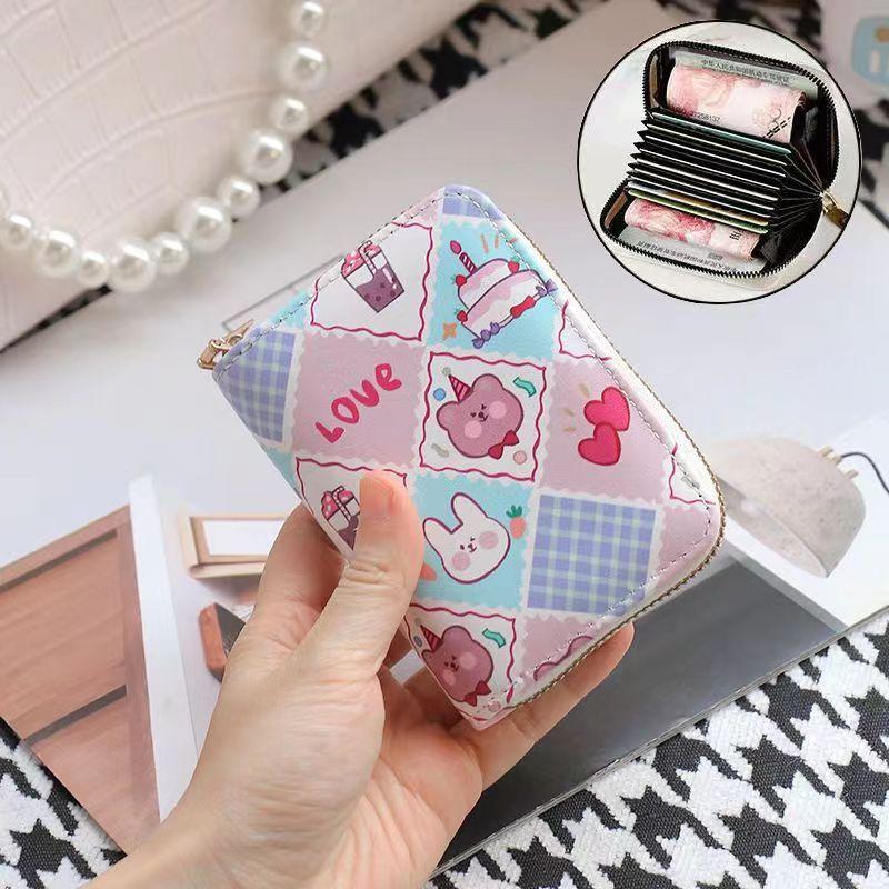 Держатель для карт с героями мультфильмов, милый женский кошелек на молнии, небольшой кошелек на молнии, держатель для карт для женщин