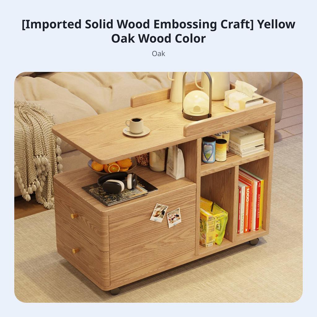 Rolling Sofa Organizer with Drawers Modern and Design Nightstand 360° Rotating Wheels Space-Saving for Students, Bedroom