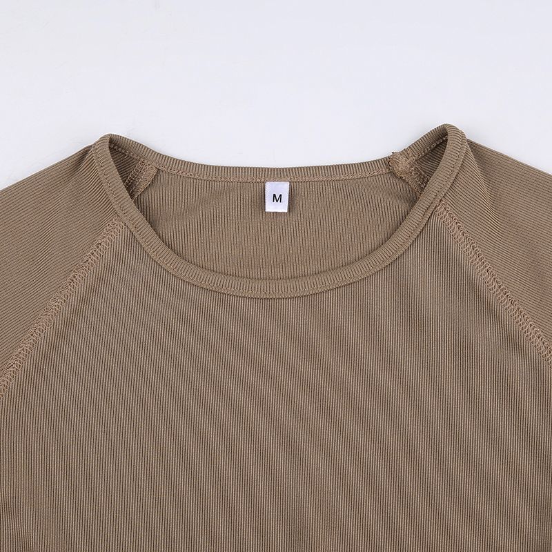 American Fashion Hotsweet Sports Style Yoga Suit Solid Color Thumb Button Slim Crop Shirt + High Waist Plastic Sports Pants Outdoors Outfies Sets