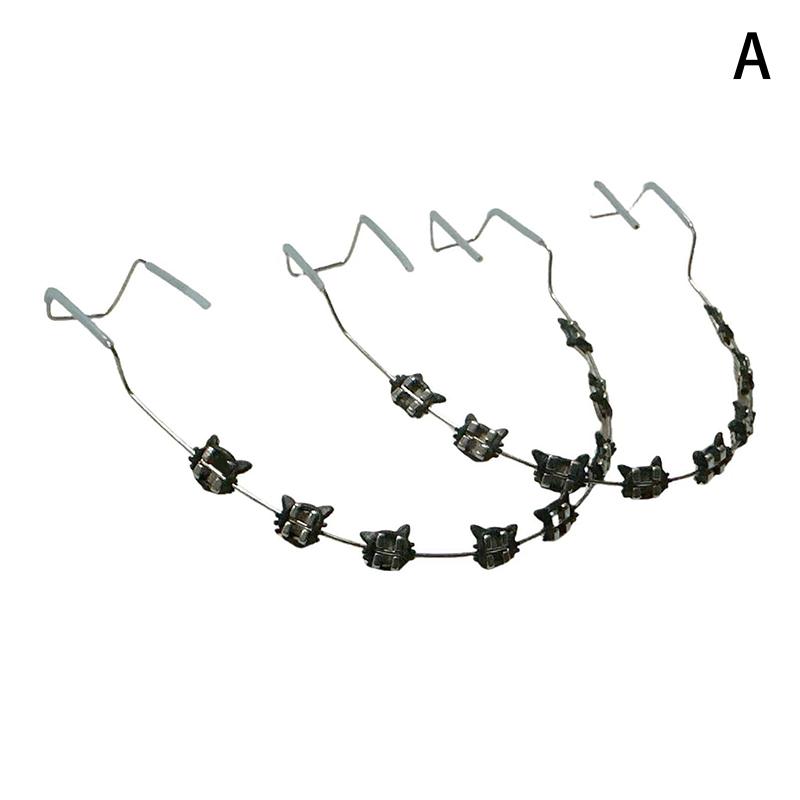 1 пара мультяшных накладных брекетов, разноцветные брекеты для зубов, временные металлические дуги, металлический брекет, ортодонтические лигатурные резинки, стоматологический инструмент