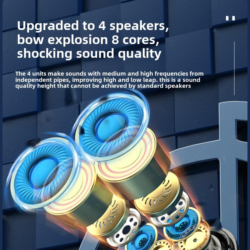 Модернизированные Bluetooth-наушники с четырьмя динамиками, с креплением на шее, беспроводные спортивные, с длительным сроком службы батареи