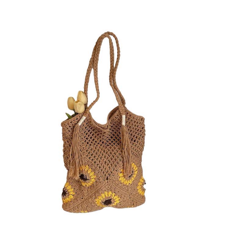 Sunflower Casual Crochet One-Shoulder Beach Bag 2025
