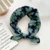 Retro Green Floral Small Silk Scarf - Korean Style Women's Versatile Autumn/Spring Accessory, Thin Square for Neck or Headband