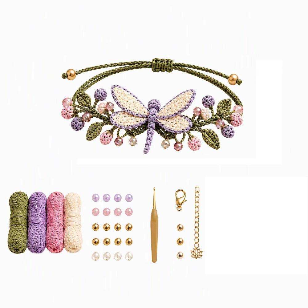 DIY Nature-Inspired Botanical Bracelet Kit Forest Floral Crochet Bracelet Kit  For Crochet Practice