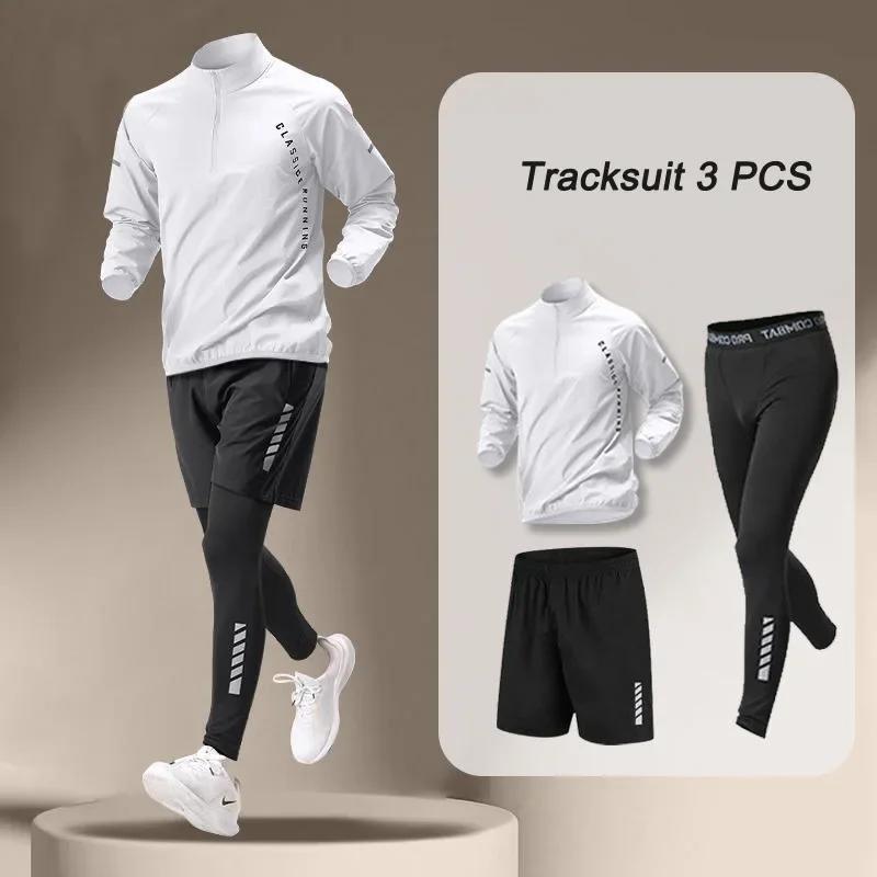 Spring Autumn Running Suit Men's Quick Dry Jacket Suit 3 Outdoor Fitness Running Sets Sports Jogging Pants Workout Clothes Sportswear