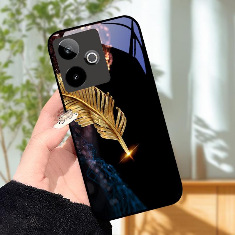 Для Realme GT7 5G Чехол Роскошный Чехол с Рисунком Закаленное Стекло Чехол для Телефона Для Realme GT 7 Fundas Жесткий PC Ударопрочный Корпус Бампер