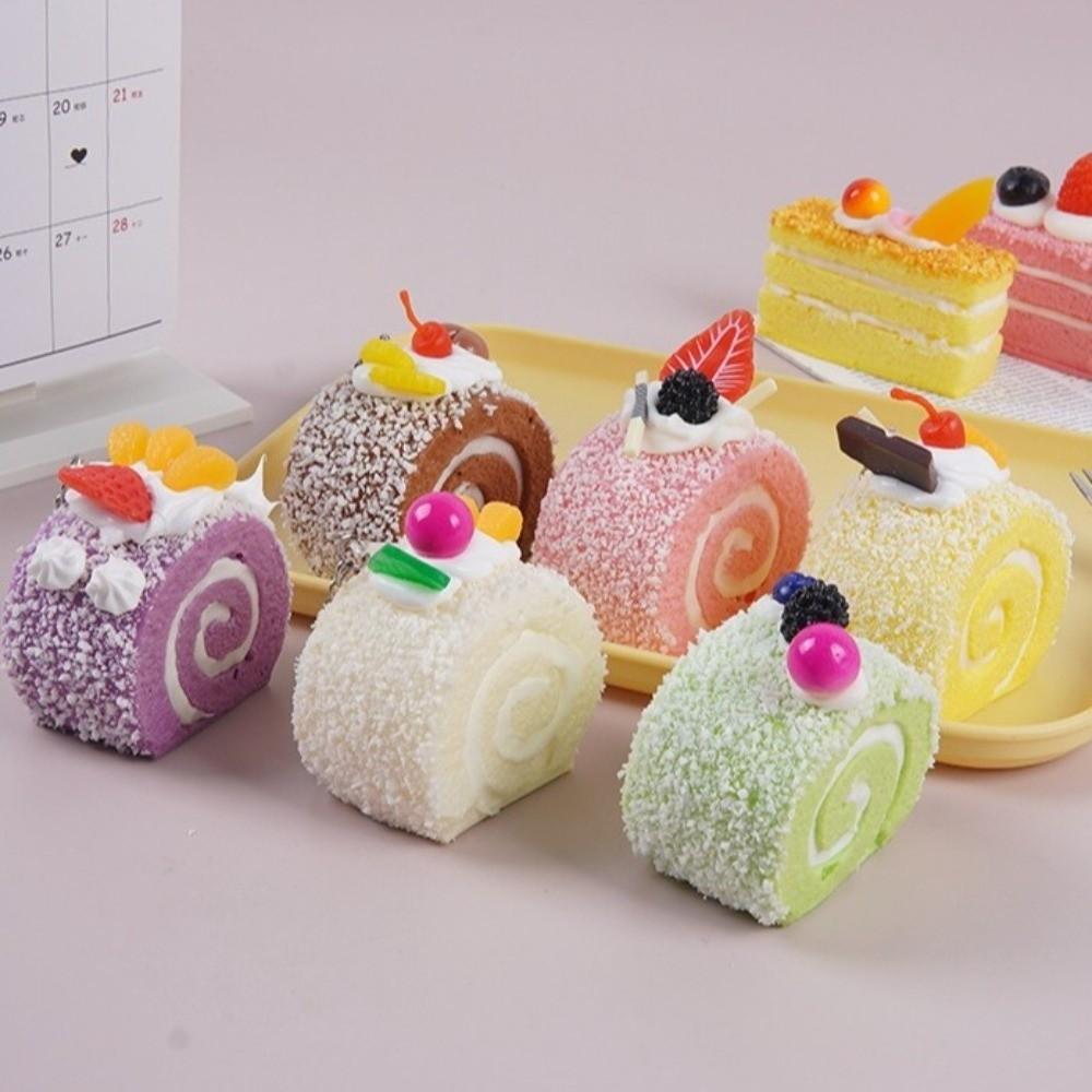 Creative Swiss Roll Squishy Toy Anxiety Relief Realistic Food Pinch for Kids Adults