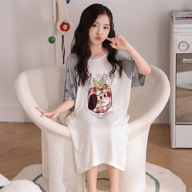 Girls Modals Sleep Dress Thin Nightgown Kids 3-8 Years Cartoon Princess Style Soft Comfortable Home Wear