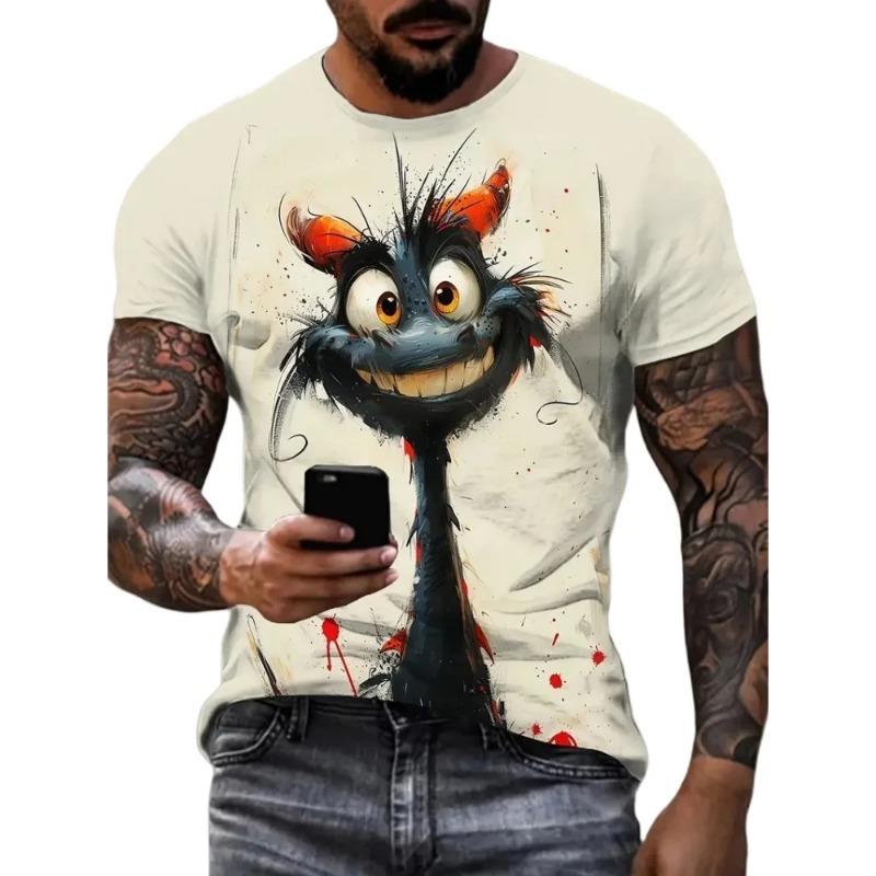 Забавная мужская футболка Модная 3D-принт пингвина Повседневная с круглым вырезом Быстросохнущая с коротким рукавом Топы Летний уличный тренд Хип-хоп Мужская футболка