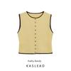 Kaslead New Women Clothes Western Style Fashion Patchwork Round Neck Sleeveless Knitted Top 5802030