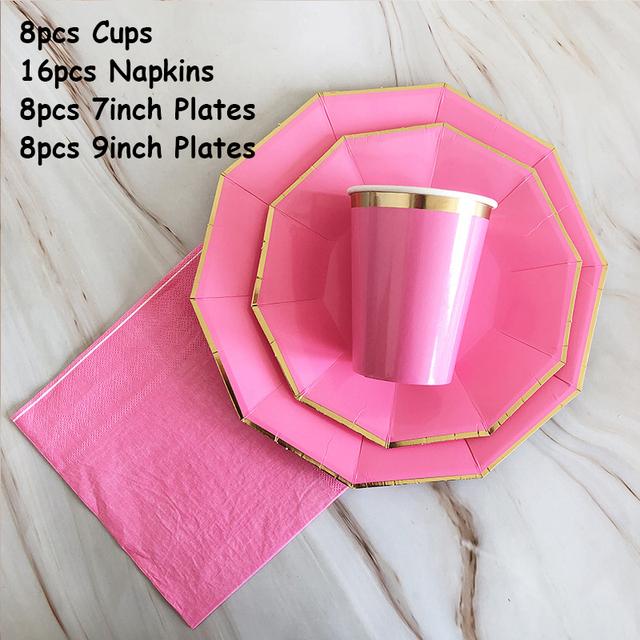 40 шт./лот одноразовая посуда набор золотых вечерние однотонные бумажные стаканчики тарелки день рождения детский душ карнавал свадьба декор принадлежности
