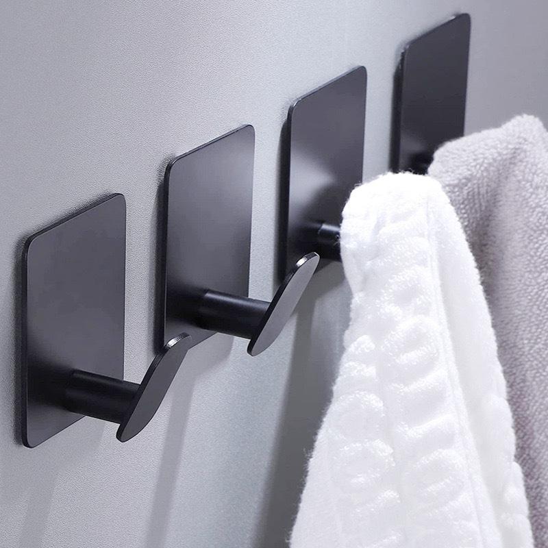 Wall Adhesive Towel Hooks Heavy Duty Stick On Wall Hooks Hanging Clothes Hats Bathroom Kitchen Stainless Steel Hanger Hook