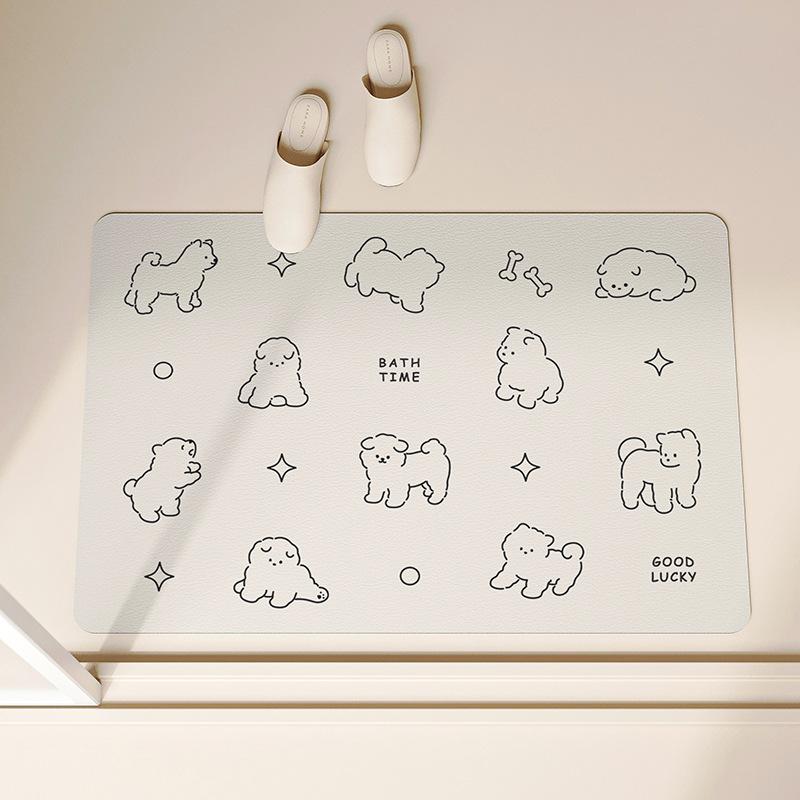 Cartoon Bathroom Non-Slip Floor Mat, Anti-Drop Diatom Mud Floor Mat, Quick-Drying Toilet Door Foot Pad, Diatom Mud