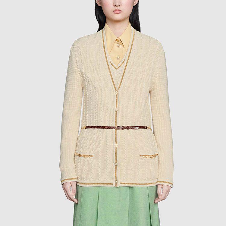 Gucci Осенне-зимняя коллекция 21 года Вязаные изделия Женские Цвет: слоновая кость Белый 653329-XKBVO-9098