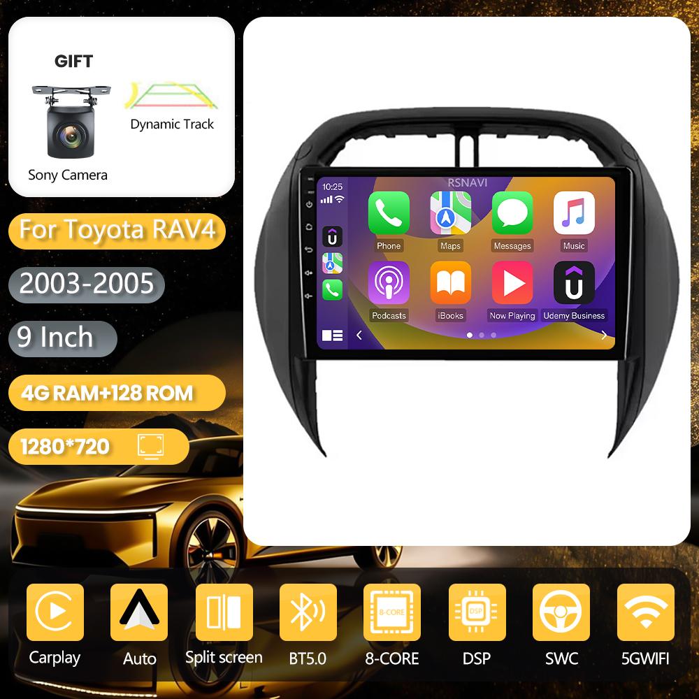 Autoradio Android 16 Plug and Play pour Toyota RAV4 RAV 4 2003 - 2005, écran Carplay, lecteur multimédia DAB+, autoradio 2K, GPS