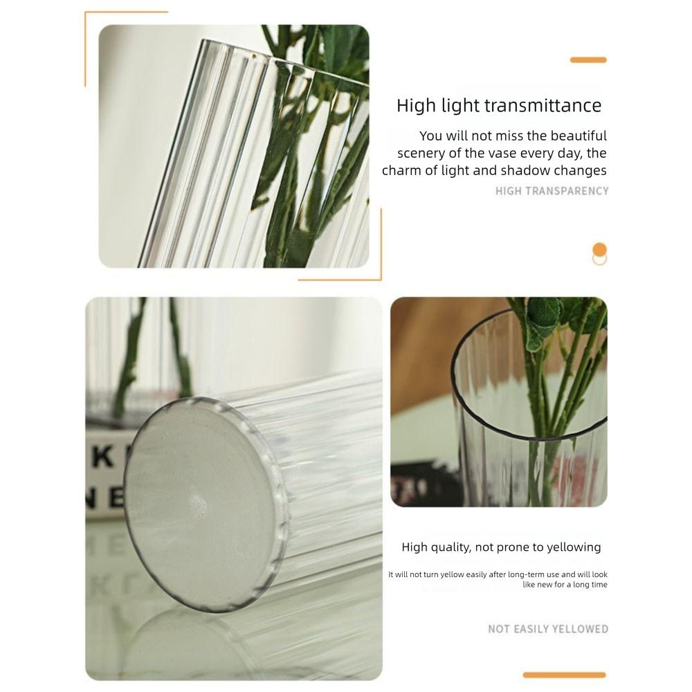 Shatterproof Transparent Flower Vase Modern Hydroponic Flower Pot Acrylic Cylinder Vase  Home