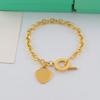 Korean-Style Heart Tag T-Bar Chunky Chain Bracelet – Valentine's Day Gift