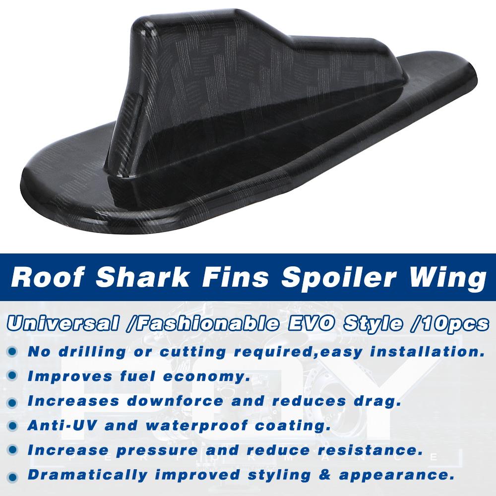 Universal EVO-Style ABS Roof Shark Fins Spoiler Wing Kit Vortex Generator 10pc Car Accessories
