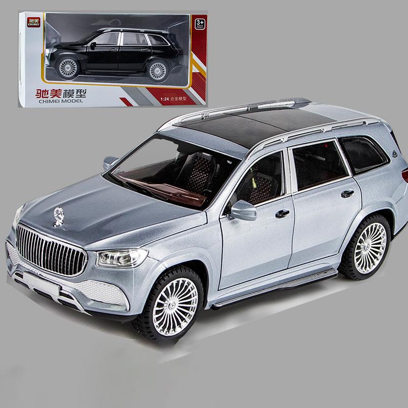 1:24-масштабная металлическая модель автомобиля GLS600, модели автомобилей из литого сплава, 6 дверей можно открыть с помощью звуковых и световых игрушек для детского орнамента