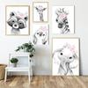 Canvas Painting Cartoon Animals Baby Nursery Pink Flower Lion Tiger Giraffe Poster Print Wall Art for Girls Bedroom Home Decor