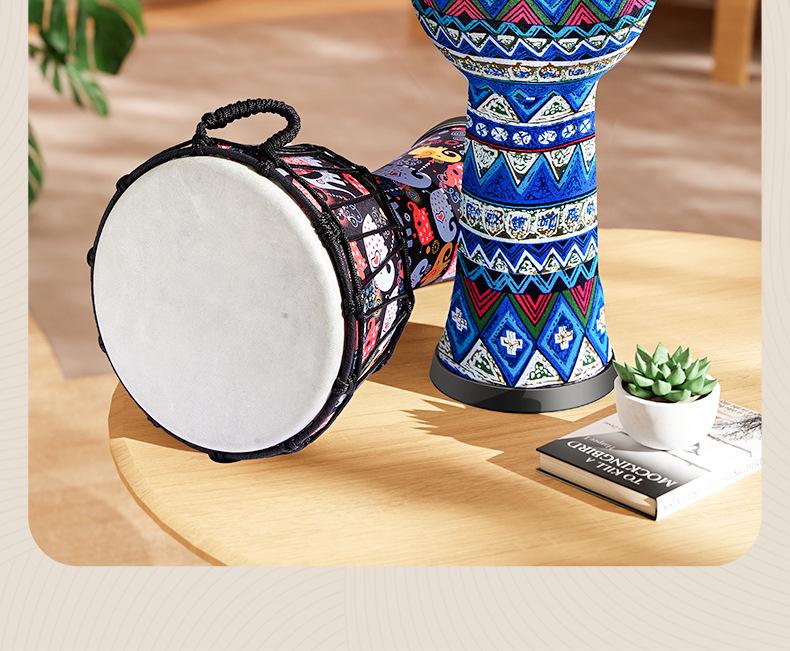 African Children's Lightweight Hand Drum - Large, 8" Percussion Instrument, Set of 6, No Tuning Required