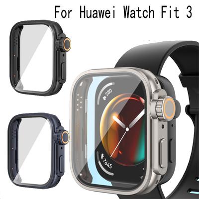 Полный защитный чехол для Huawei Watch Fit 3, чехол с защитной пленкой для экрана для Huawei Fit3, ПК-оболочка+закаленное стекло, Превратить в Ultra