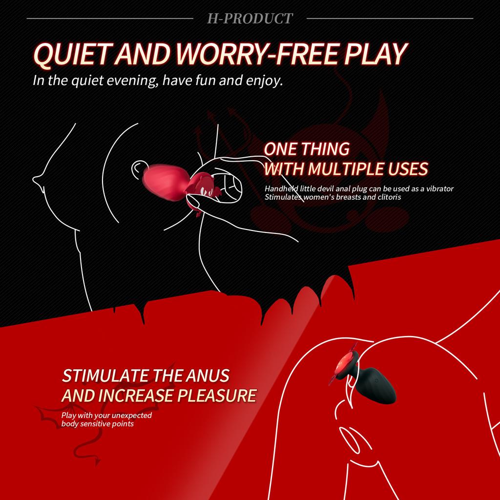 Luminous Devil Tail Silicone Electric Anal Plug LED Wireless Remote Control Vibrator Butt Plug Couple Penetration Adult Sex Toys