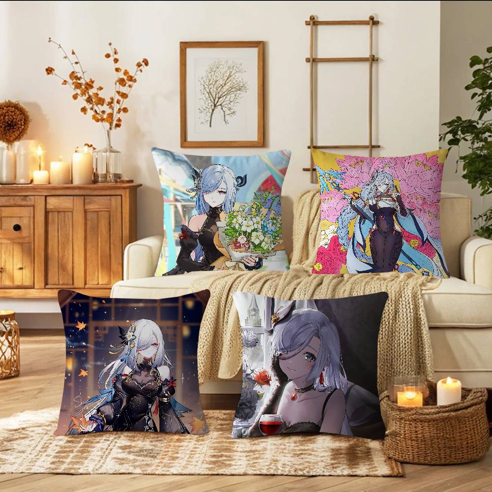 Игра S-Shenhe 45*45см Наволочка Чехол для подушки Декор Наволочка Домашняя наволочка Для диванной подушки
