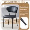 Modern minimalist round table set (2 black PU armchairs, curved backrest), 100 cm diameter table in wood look. For dining room & kitchen.