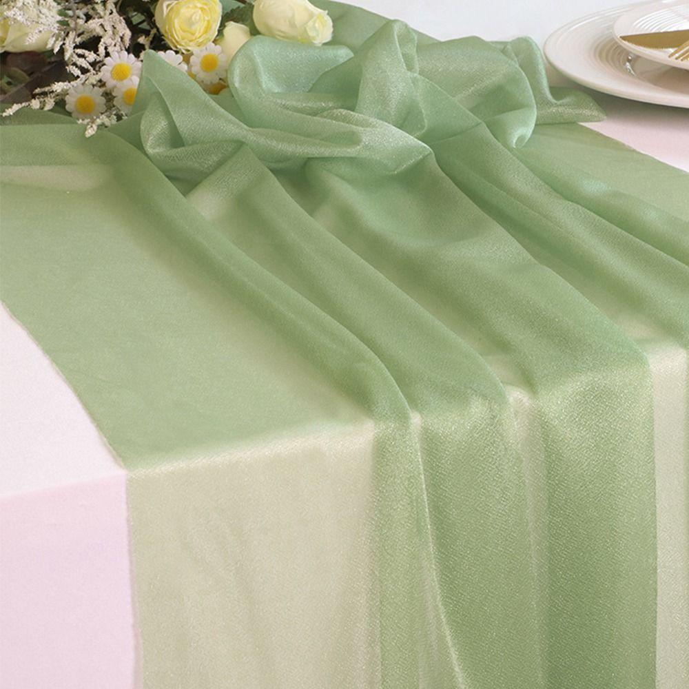 Reusable Chiffon Table Runner Solid Color Wedding Table Runner  Dinning Table