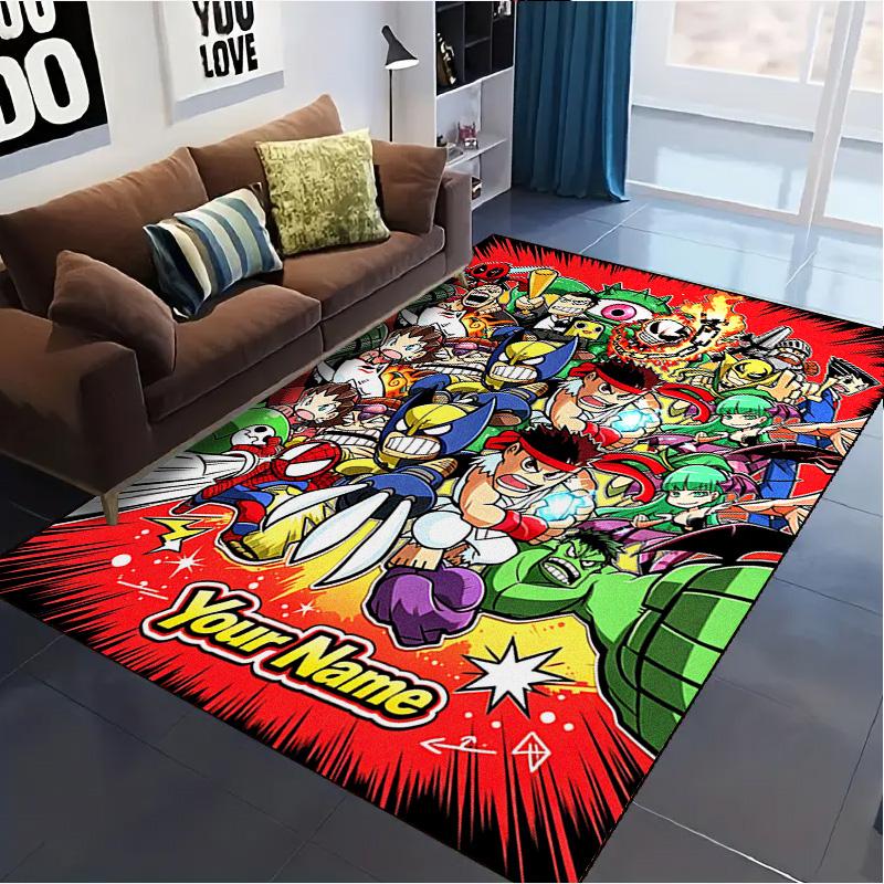 Name Custom Mega man Anime Carpet Rug for Living Room Bedroom Home Sofa Decoration,Kids play Non-slip Floor Mat