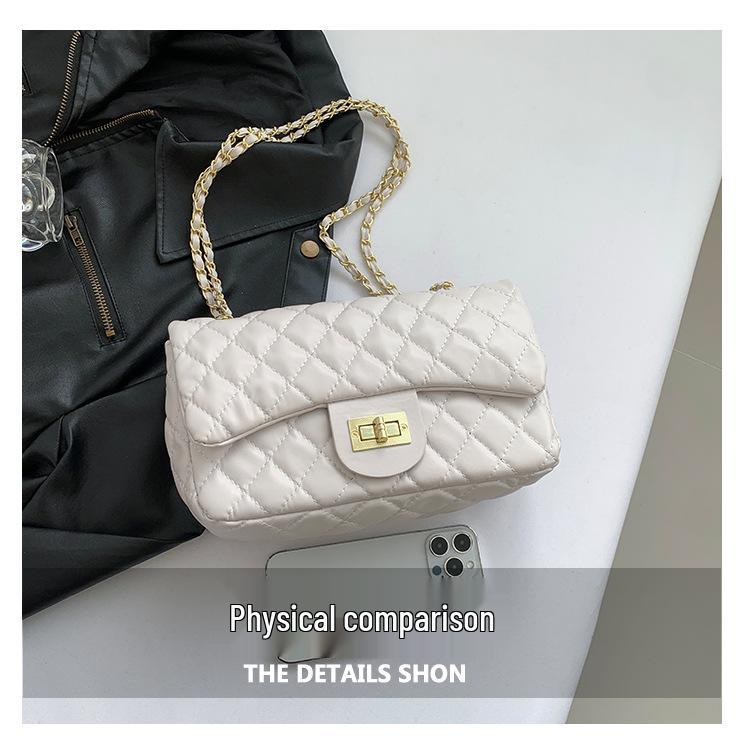 Модная женская сумка кроссбоди и на плечо с вышивкой аргайл, текстурированная - Большая вместимость, Дизайн с цепочкой ручной работы