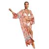 Plus Size  Summer Women's Beach Cover Up Printed Holiday Beach Holiday Cardigan