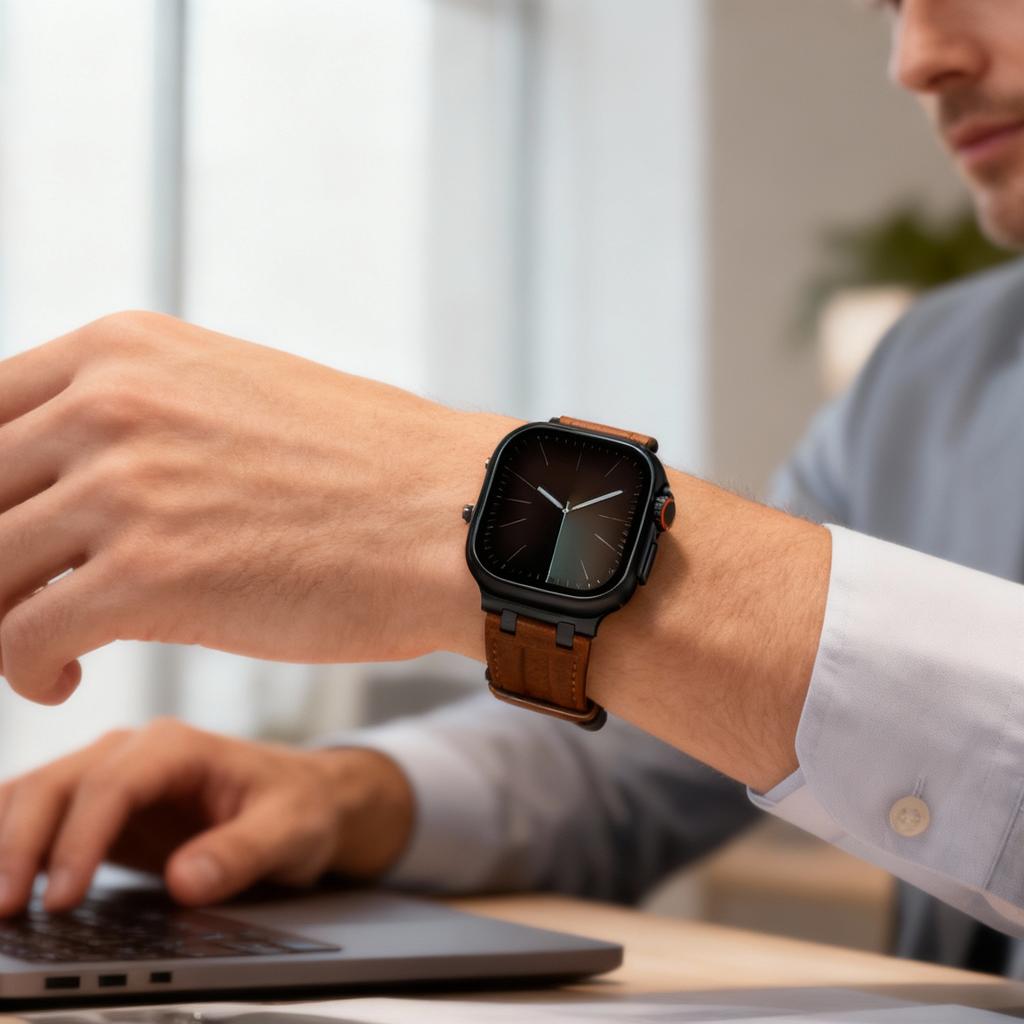 Кожаный ремешок для Apple Watch Ремешок 49 мм 46 мм 45 мм 44 мм Роскошный мужской браслет для iWatch Ultra 3 Серии 11 10 9 8 7 6 Se Ремешок